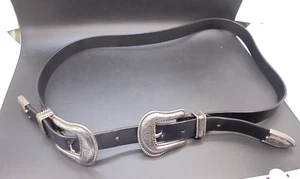 Westerngürtel schwarz Leder doppelte Schnalle 42 Zoll - Bild 1 von 6