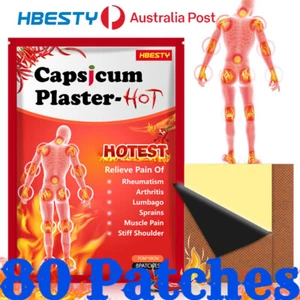 80 Pcs Capsicum Plaster Hot Sprain Sticker Muscle Strain Joint Pain Relief Patch - Foto 1 di 8