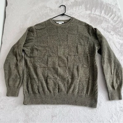Vintage Geoffrey Beene Sweater Men's XL Grandpacore Knit Olive Green 100% Cotton - Image 1 of 4
