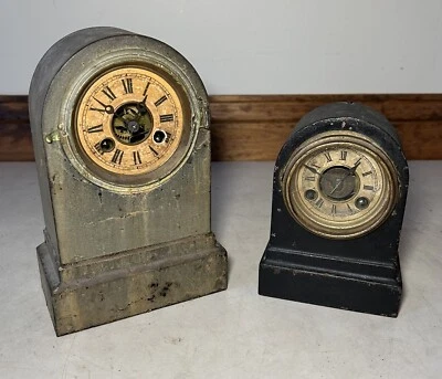 Lote De 2 Despertadores Terry Clock Co. Para Restauración Mantel Mesa Estante Temprano Foto 1 de 4