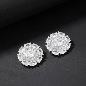 Flower Alloy Crystal Rhinestone Buttons Sewing Decorative Buttons DIY - Picture 1 of 9