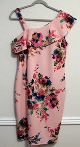 Spense Schulterfreies Kleid Rosa mit Blumen Midi Reißverschluss Cocktail/Hochzeit Gr. 12 - Bild 1 von 7