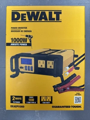 DEWALT DXAEPI1000 1000-Watt Portable Power Inverter with Triple USB Ports NEW - Image 1 of 3