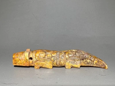 Rare Chinese Han Dy Old Jade Carved Tiger Design "Gua Jian" Pendant L 8.0 CM - Image 1 of 4