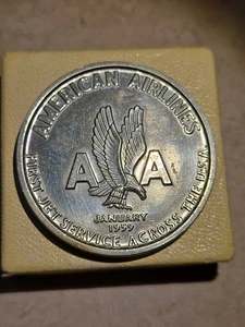 Memorabilia vintage 1959 American Airlines Medallion 707 en la caja original - Imagen 1 de 3