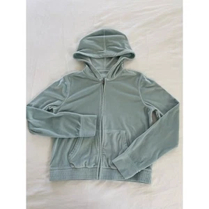 Abercrombie Kids Sage Green Velour Zipped Hooded Jacket Size 13/14 - Picture 1 of 6