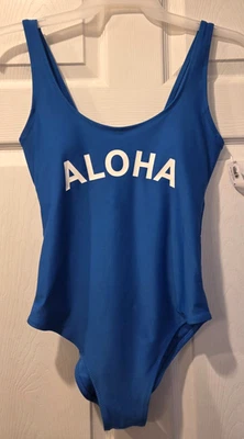 Traje de baño OLD NAVY para mujer azul Aloha gráfico de una pieza sin mangas forrado talla M nuevo con etiquetas Foto 1 de 4