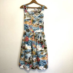 Disney Store Women’s Dress Hawaiian Tropical Floral Daisy Duck Goofy Size Large - Picture 1 of 8