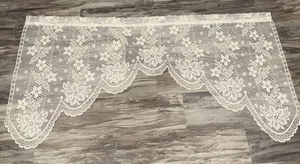 Vintage Lace Rod Curtain Valance Single Panel Window Floral Flowers Mesh 66X36 - Picture 1 of 9