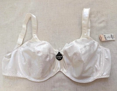 Bali Satin Tracings Minimizer Bra 42D  Comfort Strap Underwire White 3562 - Image 1 of 4