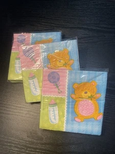Servilletas decorativas para bebidas Baby Shower fiesta oso 3 paquetes bebé niño niña - Imagen 1 de 4