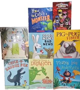 8 x Scholastic Illustrated Children Books -Monster, Pig, Dragon, Rabbit, Pirates - Imagen 1 de 10