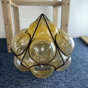Vintage Murano Handblown Glass Caged Light Lantern Shade - Picture 1 of 6