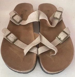 WHITE MOUNTAIN FOOTBEDS Powerful Slide Leather Sandals Size 9M Biege Rugged - Picture 1 of 3
