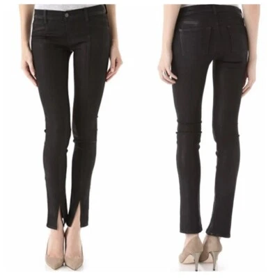 J Brand Skinny Jeans with Ankle Slit in Black Wax Vera Coat Steal Size 25 - Image 1 of 4