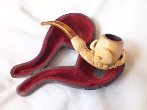 A super, antique meerschaum pipe carved as an eagles claw holding and egg - Picture 1 of 7