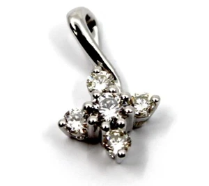 14K Solid White Gold Solitaire Diamond Princess Flower Pendant 0.37 Tcw - Picture 1 of 8