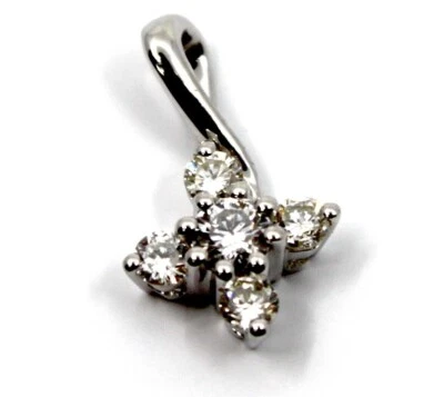 Dainty Solitaire Diamond Princess Flower Pendant in 14K Solid White Gold 0.37Tcw - Image 1 of 4