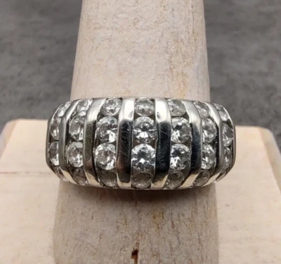 Estate QVC 10K белое золото Diamonique широкополосный канал набор CZ группы кольцо размер 9,75 - Изображение 1 из 4