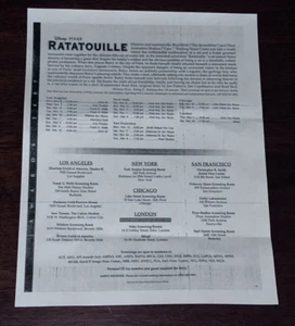 Walt Disney Pixar Ratatouille Academy Film Screening Invitation Movie Schedule - Picture 1 of 1
