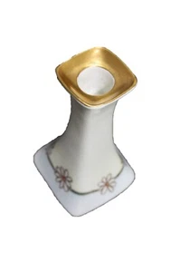 Antique Candlestick Holder Limoges France Hand Painted Daisies Gold Accents Sign - Picture 1 of 4