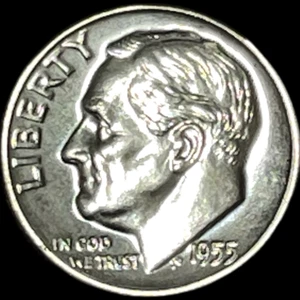 1955 Proof Roosevelt Dime 10c Low Mintage Coin KM 195 Lot C4-464 Mintage 378,200 - Picture 1 of 8