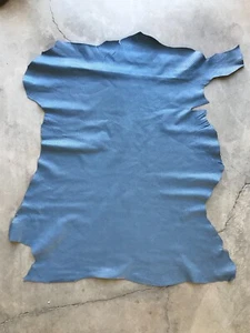 Blue Snakeskin Embossed Leather Hides - DIY Crafts Upholstery and Sewing Supply - Picture 1 of 9