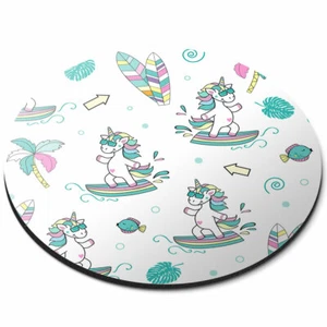 Round Mouse Mat - Awesome Tropical Surfing Unicorn Office Gift #12704 - Afbeelding 1 van 4