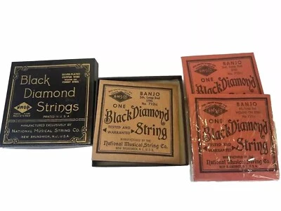 Vintage Black Diamond Strings Banjo Strings Box 723 1/4 (1) 725 1/2 (2) Set Of 3 - Image 1 of 4