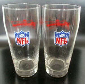 Pair (2) of Budweiser NFL Shield Logo 7"  Beer Glasses