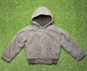 Polar King By Key Fleece Lined Canvas Hooded Full Zip Jacket Size XS Youth Brown - Picture 1 of 8