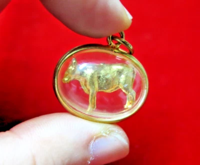 Tiny Gold Cow Ox Pendant Chinese Zodiac Miniature Animal Charm Jewelry Figurine - Изображение 1 из 4