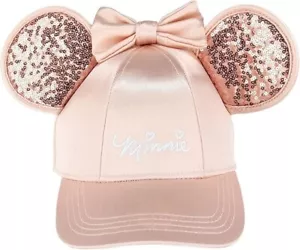 Disney Minnie Mouse Baseball Cap Hat w/Ears Rose Gold Women's OS NWT - Picture 1 of 6