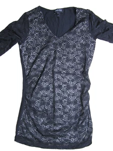 Isabella Oliver Umstandsmode Gr. 1 Oberteil Spitze schwarz Kurzarm seitliche Raffung gefüttert - Bild 1 von 4