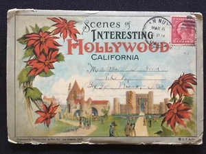 1924 Hollywood California Antique Souvenir Postcard Folder 18 Historic Scenes - Picture 1 of 2