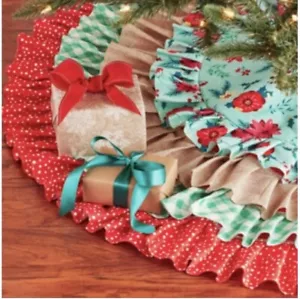 The Pioneer Woman 48" Retro Holiday Floral Ruffle Tree Skirt new - Picture 1 of 10