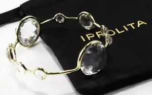 IPPOLITA ROCK CANDY LOLLIPOP 18K YELLOW GOLD 9 CLEAR QUARTZ BRACELET BANGLE - Picture 1 of 7
