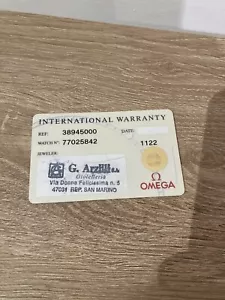 Warranty Omega Speedmaster Broad Arrow - Bild 1 von 2