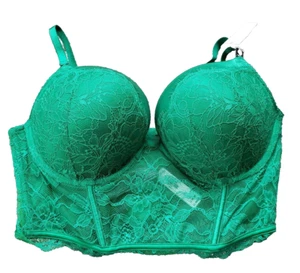 NWT Victoria's Secret 38C Very Sexy Bombshell Push Up Bra Corset Top Green NEW - Picture 1 of 4