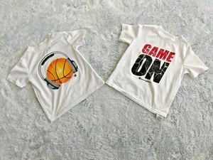 2 Champion Boys Size 4T Athletic Short Sleeve White Basketball Game T-Shirts EUC - Picture 1 of 10