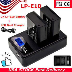 2PCS 2800mAh Battery For Canon EOS T6 T5 T3 Rebel T7 X50 T100 LPE10 with Charger
