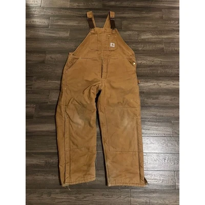 Мужской желтовато-коричневый холщовый утепленный комбинезон-комбинезон Carhartt размер 44x28 - Изображение 1 из 4
