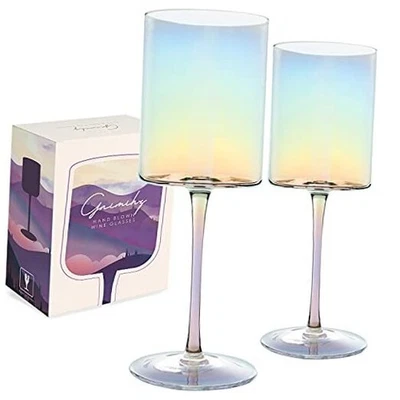 Juego de copas de vino de 2-16 oz cilíndricas rojas blancas 16 oz (juego de 2) iridiscentes Foto 1 de 4