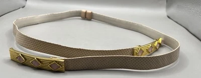 "Cinturón de piel de serpiente rosa pálido vintage Judith Leiber herrajes dorados 37,5"" de largo" Foto 1 de 4