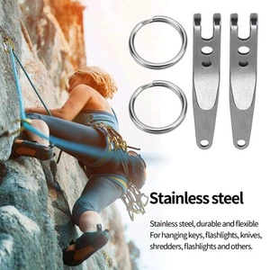 2Pcs Outdoor Belt Clip Stainless Steel Suspension Pocket Clip Key Holder ZZ - Picture 1 of 12