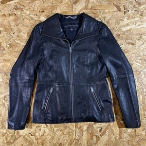 Vintage Y2K Marc New York Echtleder Jacke schwarz Reißverschluss Damen Größe XS - Bild 1 von 3