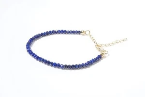 Blue Lapis Lazuli Faceted Round Gemstone Beads 2-3MM Healing Women Bracelet 6-8" - Picture 1 of 12