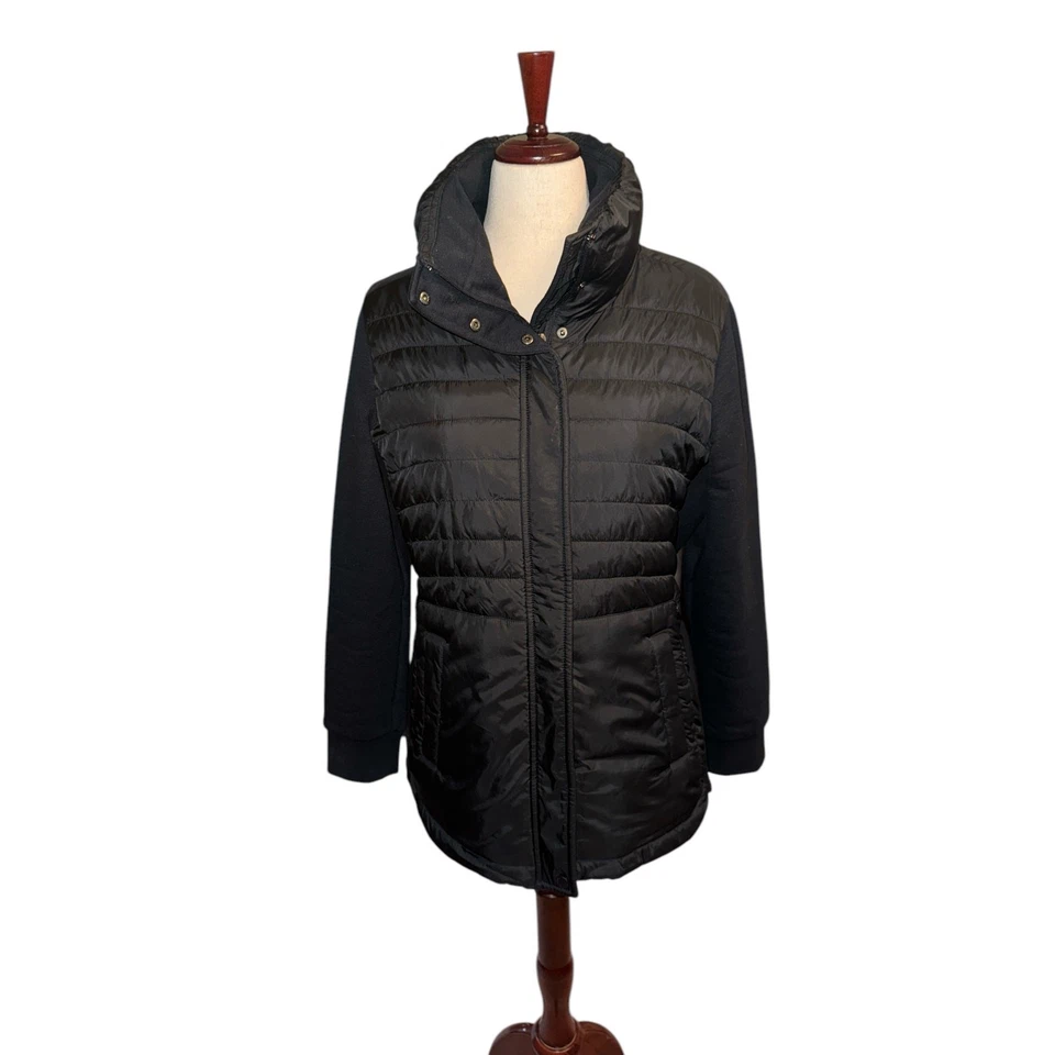 Chaqueta acolchada negra híbrida mixta Roots para mujer talla L abrigo de invierno Foto 1 de 4