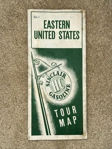 Vintage 1940er Sinclair HC Gas & Öl Werbung östliche USA Straßenkarte NR - Bild 1 von 16