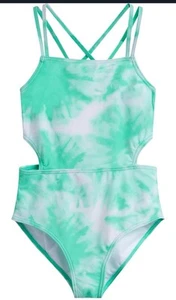 Kanu Surf Girls' Beach Sport Cut-Out 1-Piece Swimsuit, Ice Green , 12 - Picture 1 of 1